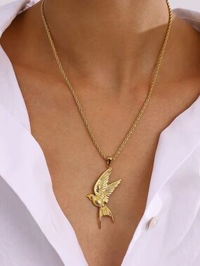 18K Gold Plated Dove Pendant Necklace